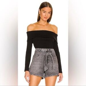 Veronica Beard Fawsett Black Off-Shoulder Long Sleeve Knit Top Size S NWOT